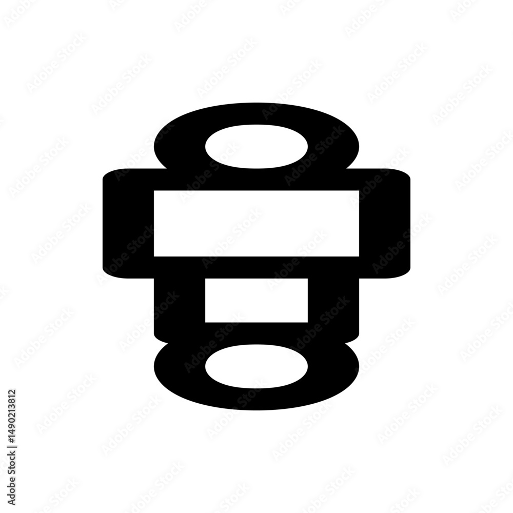 Poster a black and white icon showing a vertical arrangement of shapes including circles and rectangles ali