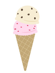 チョコチップアイスとストロベリーアイスのイラスト素材