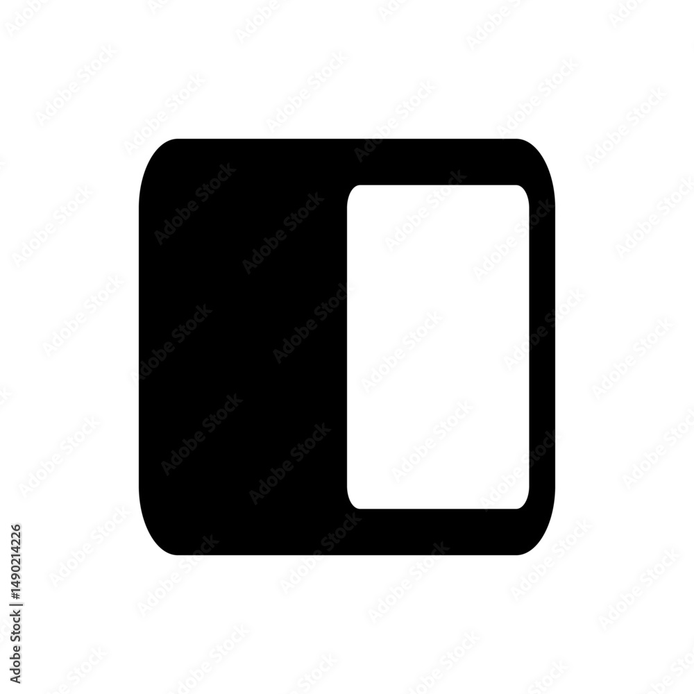 Poster black and white toggle switch icon showing the off position with rounded edges and a rectangular sha