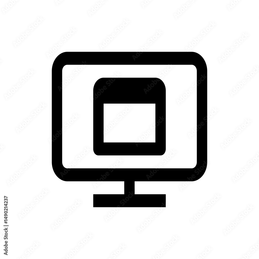 Poster illustration of a desktop computer with a rectangular screen and a smaller rectangle inside the scre