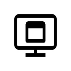 Illustration of a desktop computer with a rectangular screen and a smaller rectangle inside the screen area