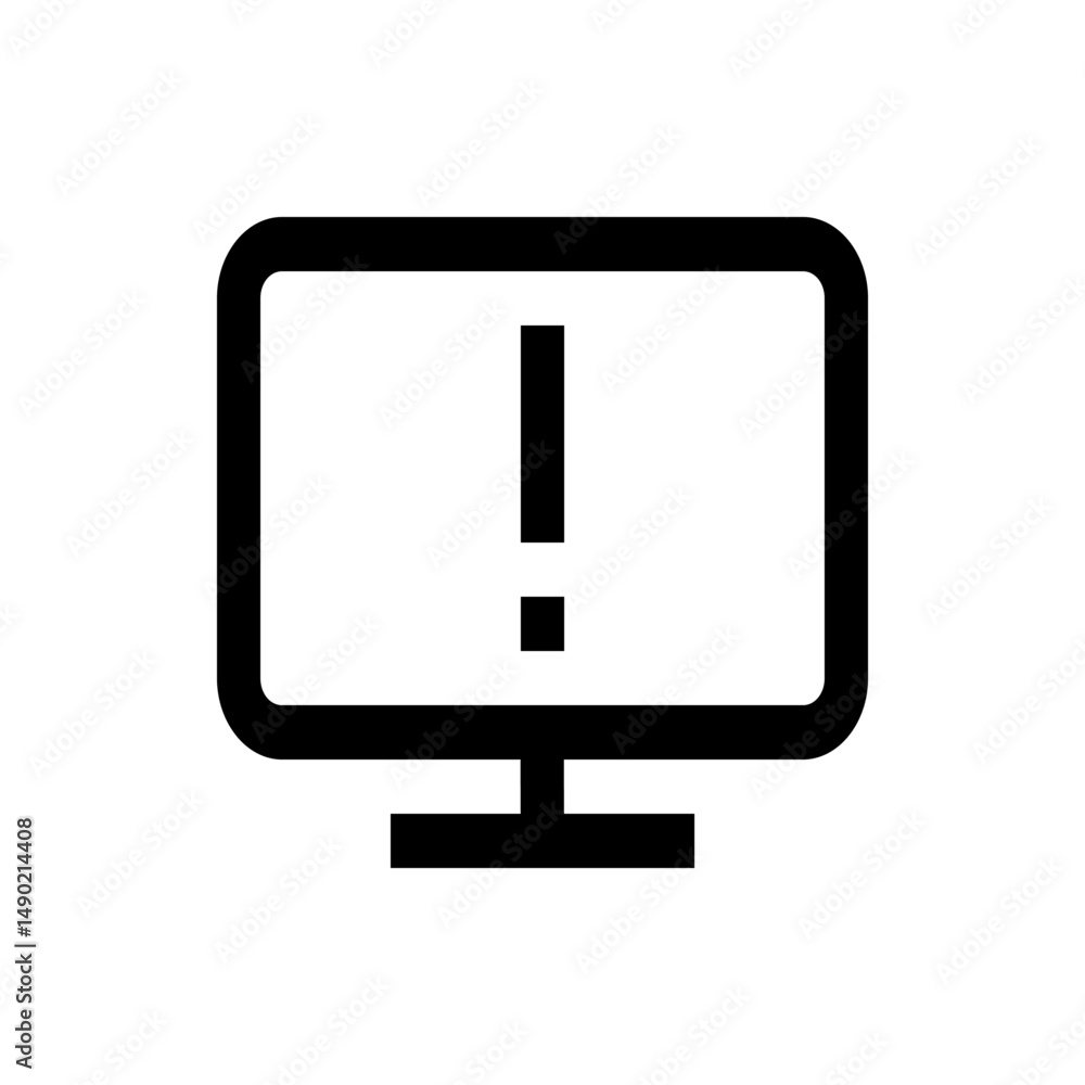 Poster monitor displaying an exclamation point indicating an error or warning message on the screen view ic