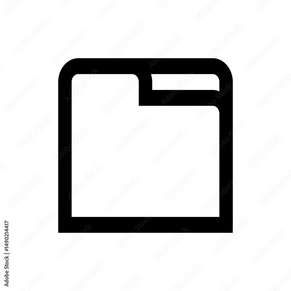 Poster illustration of a simple folder icon with rounded corners and a tab on the top right side shown in b