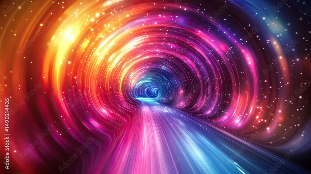 Aufkleber abstract colorful tunnel with light streaks and stars creating a mesmerizing optical illusion effect