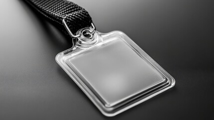 Clear plastic id badge holder on black background showing versatility and simplicity