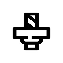 Fototapeta premium Illustration of a black and white bolt with a striped top and a rectangular body on a white background