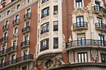 Headquarters of the Bank of Valencia building detail, Valencia, Spain