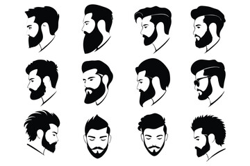 set of men faces vector
