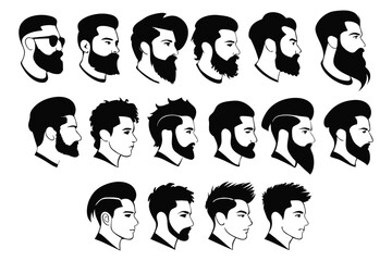 set of men faces vector