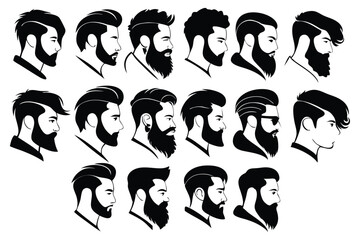 set of men faces vector