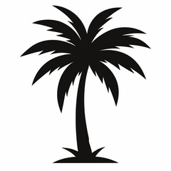 Date palm tree vector Silhouette on white background