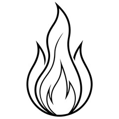 Flame of fire vector line art on white baclground