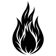 Flame of fire vector Silhouette on white background