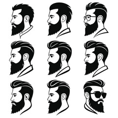 set of men faces vector