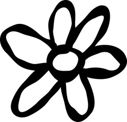 Obraz premium Black Ink Floral Leafs Cute Drawing