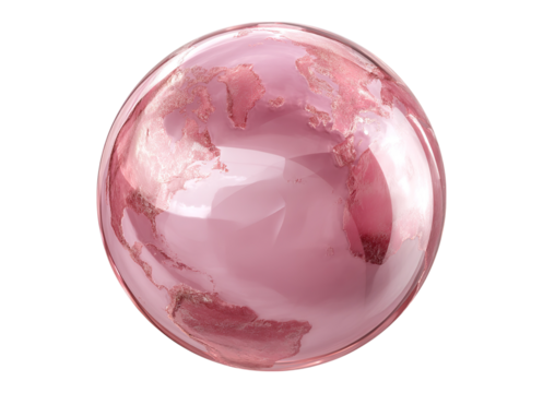 Pink globe orbiting - Powered by Adobe