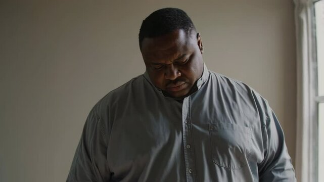 Man expressing emotion in thoughtful indoor scene
