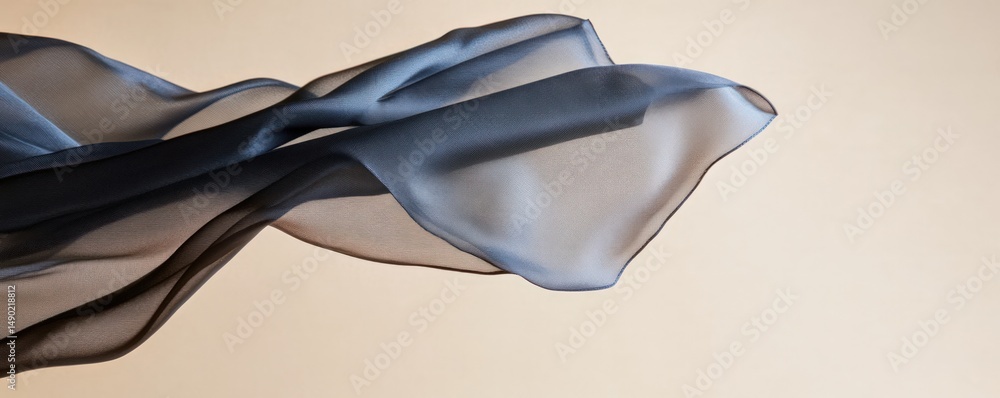 Poster delicate semi transparent fabric floating gently on light background abstract design