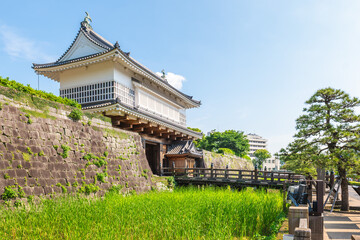 Kagoshima Castle, an Edo period flatland style Japanese castle in Kagoshima City, Kyushi, Japan