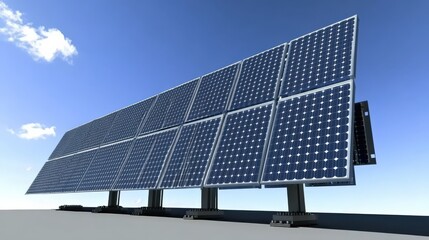 Solar panels array against clear blue sky