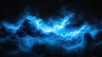 Obraz premium Cosmic nebulae, vibrant blue, swirling clouds of stardust in a dark, starry void