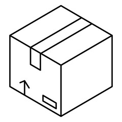 Cardboard Box with Tape and Arrow Sign for Safe Handling and Shipping