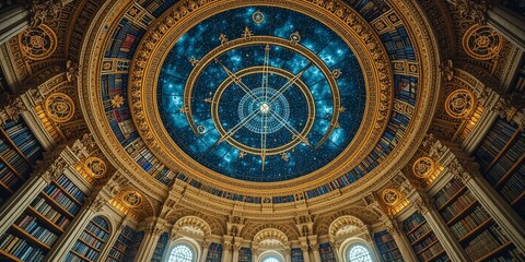 Obraz premium Celestial Library Observatory - Dreamlike Space