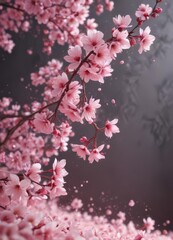 Abstract pink sakura petals swirl, soft focus background,  visual,  cherry
