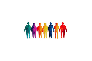 Diverse group of people holding hands colorful watercolor illustration symbolizing unity and togetherness