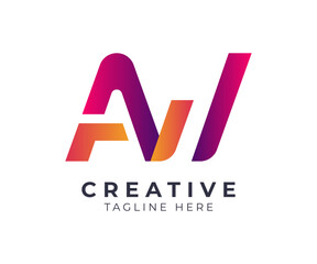 AV Lettermark Logo Design with Financial Growth Icon.