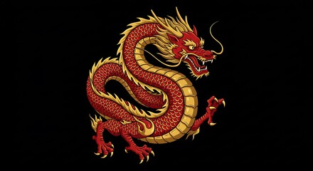 Fototapeta premium Crimson Majesty: Dragon's Embrace