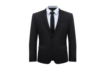 Classic Men's Black Suit Jacket with White Shirt and Tie Professional Business Attire