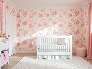 Soft Pastel Baby Girl's Room Design with White Crib