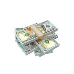 Transparent PNG 3D render of 100 dollar banknotes with realistic textures and lighting. Isolated on alpha background, ideal for finance, design, marketing, and visual presentations.