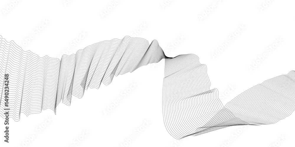 Poster vector wavy grey lines flowing smooth digital futuristic technology curve ocean black gradient color