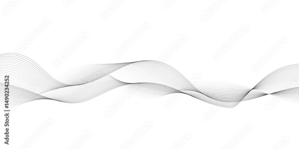 Poster vector wavy grey lines flowing smooth digital futuristic technology curve ocean black gradient color