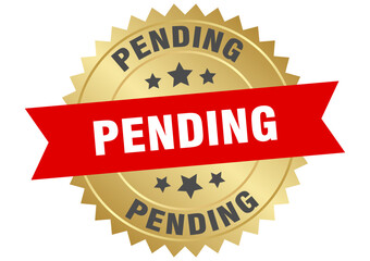 pending. pending round red and gold label isolated on transparent background