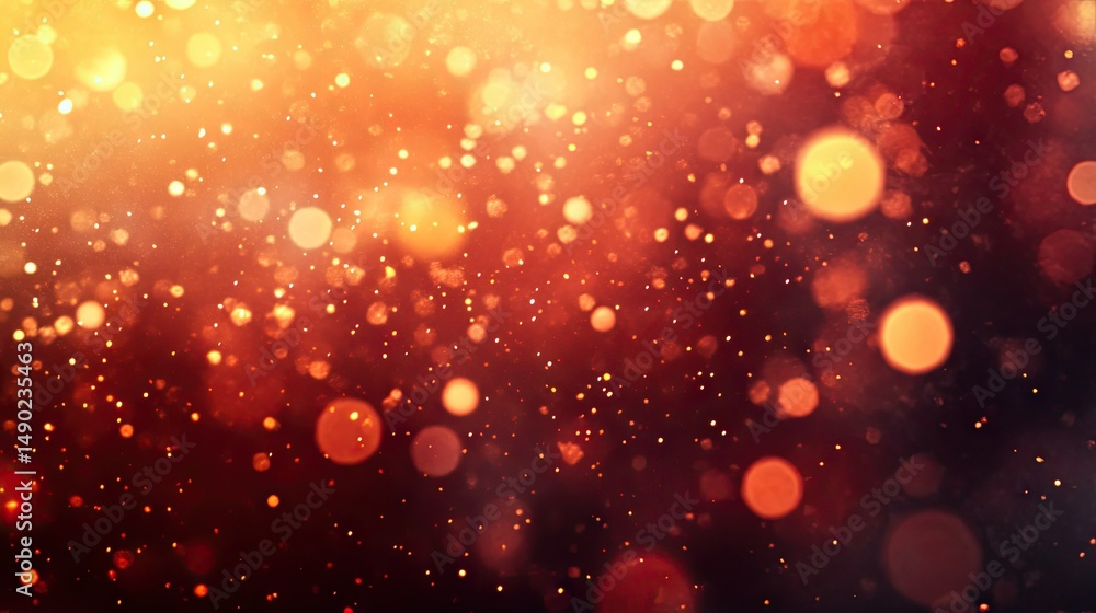 Poster abstract background with warm golden bokeh and sparkling light particles