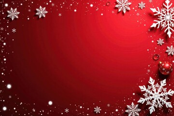 Red Christmas card with intricate snowflake design, snowflake, gift