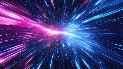 Naklejka premium Colorful Space Warp Effect with Vibrant Lights and Stars