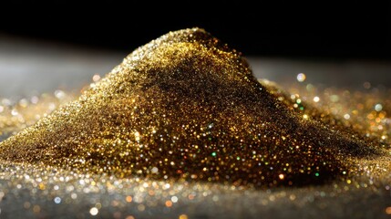 Sparkling Gold Dust Pile A Close-Up Macro Photograph