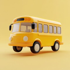 A stylized yellow school bus illustration, digitally rendered.
