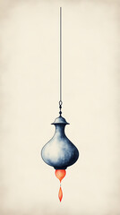 Hanging antique metal lamp with warm light.