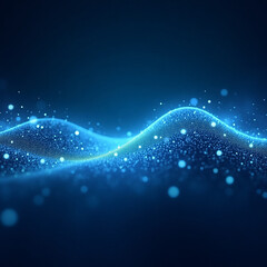 Abstract blue particle waves representing data flow and modern digital technology