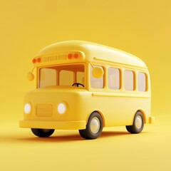 Simplified yellow school bus on a bright backdrop.