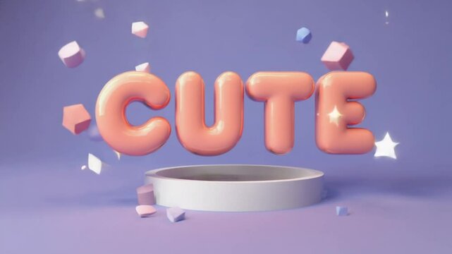 The word &ldquo;Cute&rdquo; skips in with pastel pops and twinkles