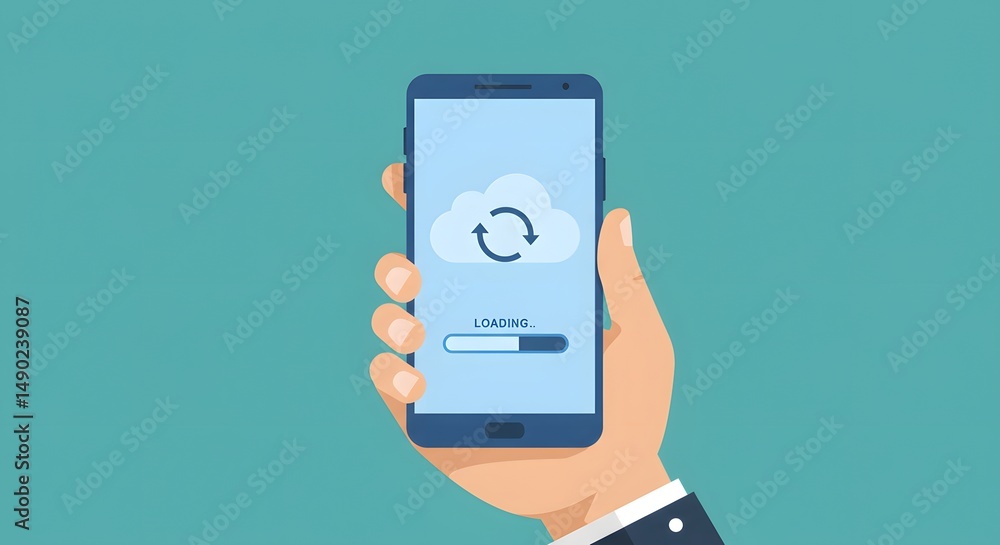 Aufkleber mobile cloud data synchronization seamless data transfer on your smartphone