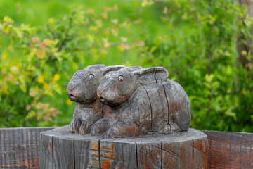 wooden rabbit sculpture
