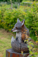 wooden fox sculpture