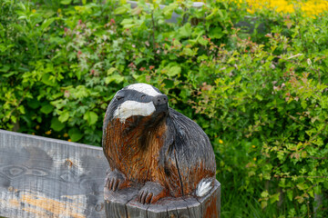 wooden fox sculpture